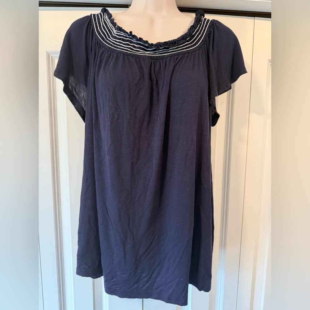 Lane Bryant navy white swing tee top 14 16 beachy nautical